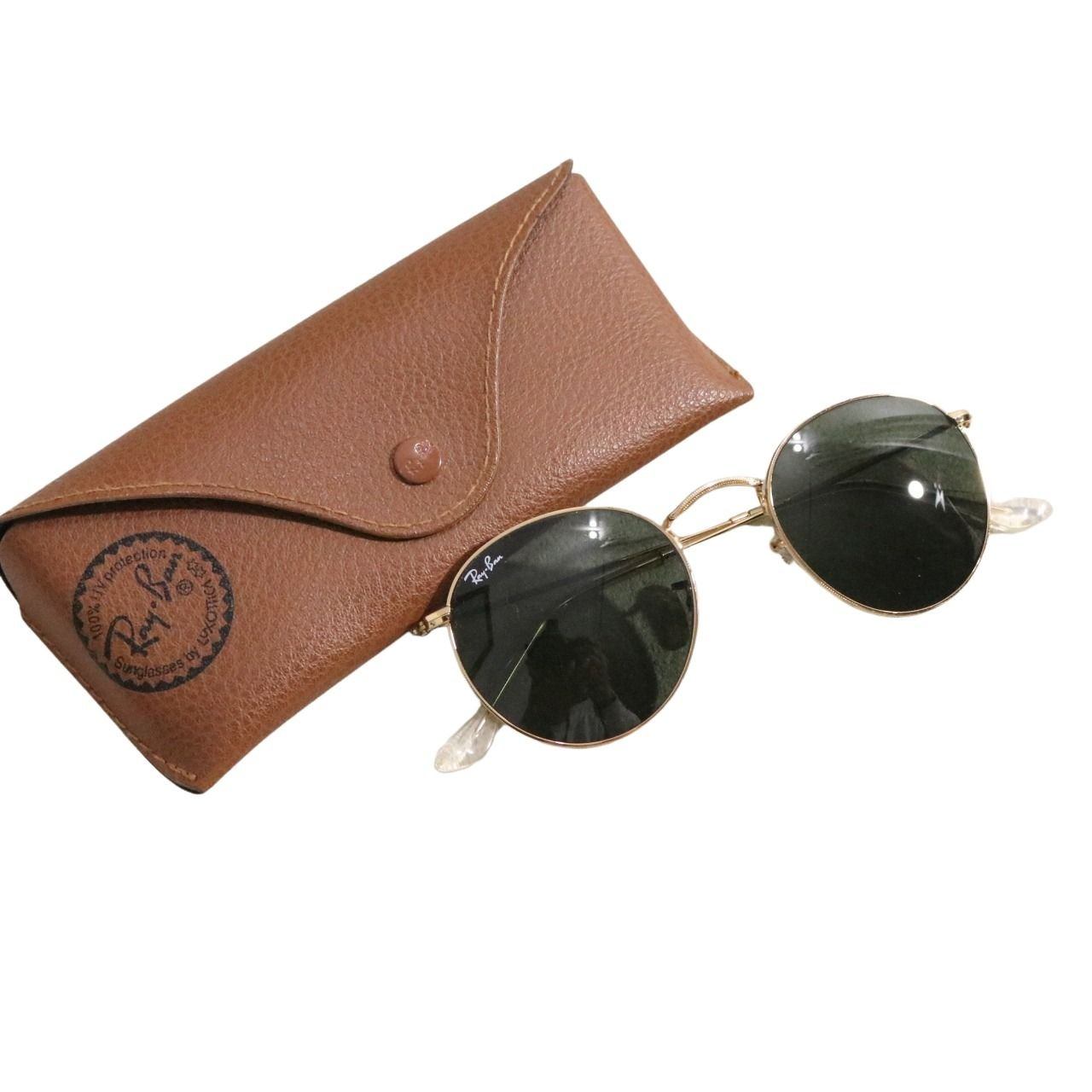 【中古】Ray-Ban レイバン 50/21 メンズ サングラス ROUND METAL ラウンドメタル RB3447 ケース付き ゴールド グレー 中古B 古着
