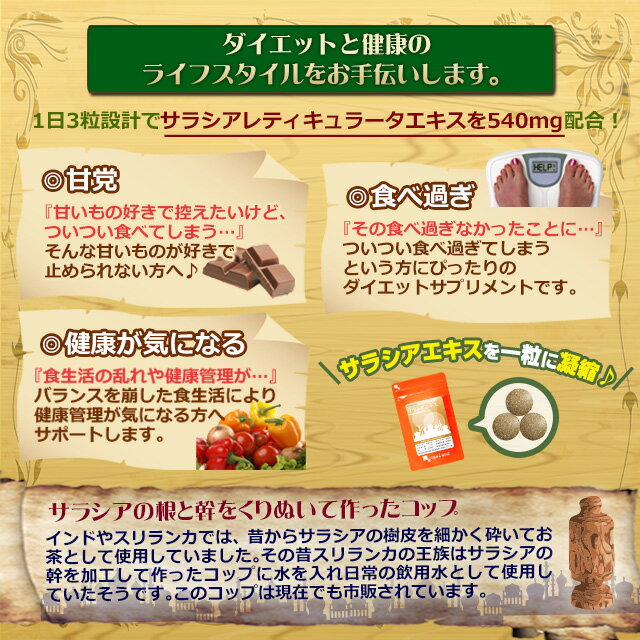 サラシアエキス（約6ヶ月分）送料無料 サプリメント サプリ ダイエット サラシア茶 オーガランド 油 糖分 油分 炭水化物 ケーキ 大容量 福袋 【M】 【半年分】 _JD_ZRB