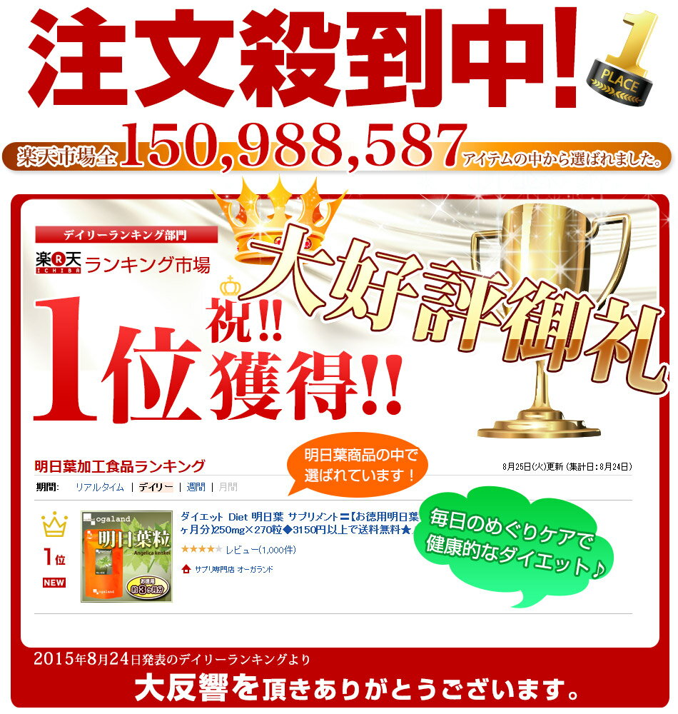 明日葉粒（約1年分）送料無料 サプリメント サプリ 国産明日葉 八丈島産 ・ 鹿児島県産 、その他 国産 原料使用ダイエット中の方に トレハロース カルコン カリウム あしたば 健康 オーガランド 口コミ 評判 低価格 大容量 福袋 【1年分】 _JD_ZRB