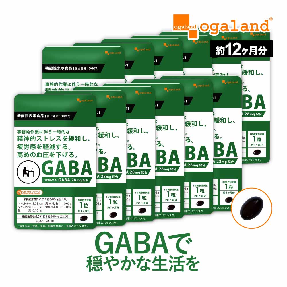 【機能性表示食品】GABA（約12ヶ月分）送料無料 サプリ サプリメント GABA ギャバ 配合 リフレッシュ 血圧 ストレス 緩和 疲労 感 軽減 カカオ 高麗人参 亜麻仁油 イワシ抽出ペプチド 健康 美容 γ-アミノ酪酸【1年分】のサムネイル