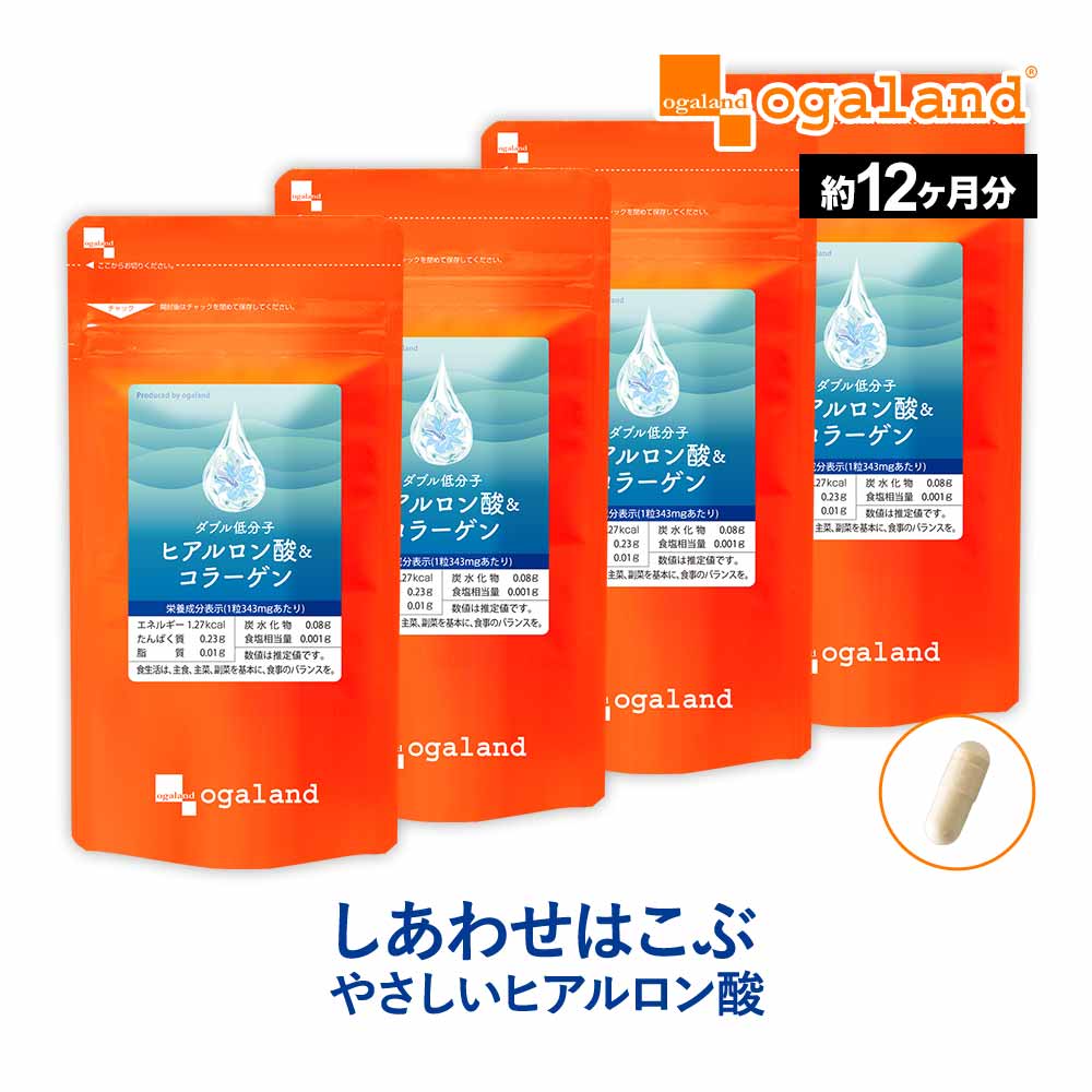 W低分子ヒアルロン酸&コラーゲン（約12ヶ月分）美容サプリ 送料無料 サプリ サプリメント ヒアルロ ...