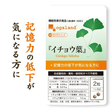 【機能性表示食品】イチョウ葉（約3ヶ月分）イチョウ葉 サプリメント サプリ いちょう イチョウ葉エキス イチョウサプリ 記憶力 の低下が気になる方に 送料無料 オーガランド supplement ポリフェノール フラボノイド ナイアシン パントテン酸 _JH