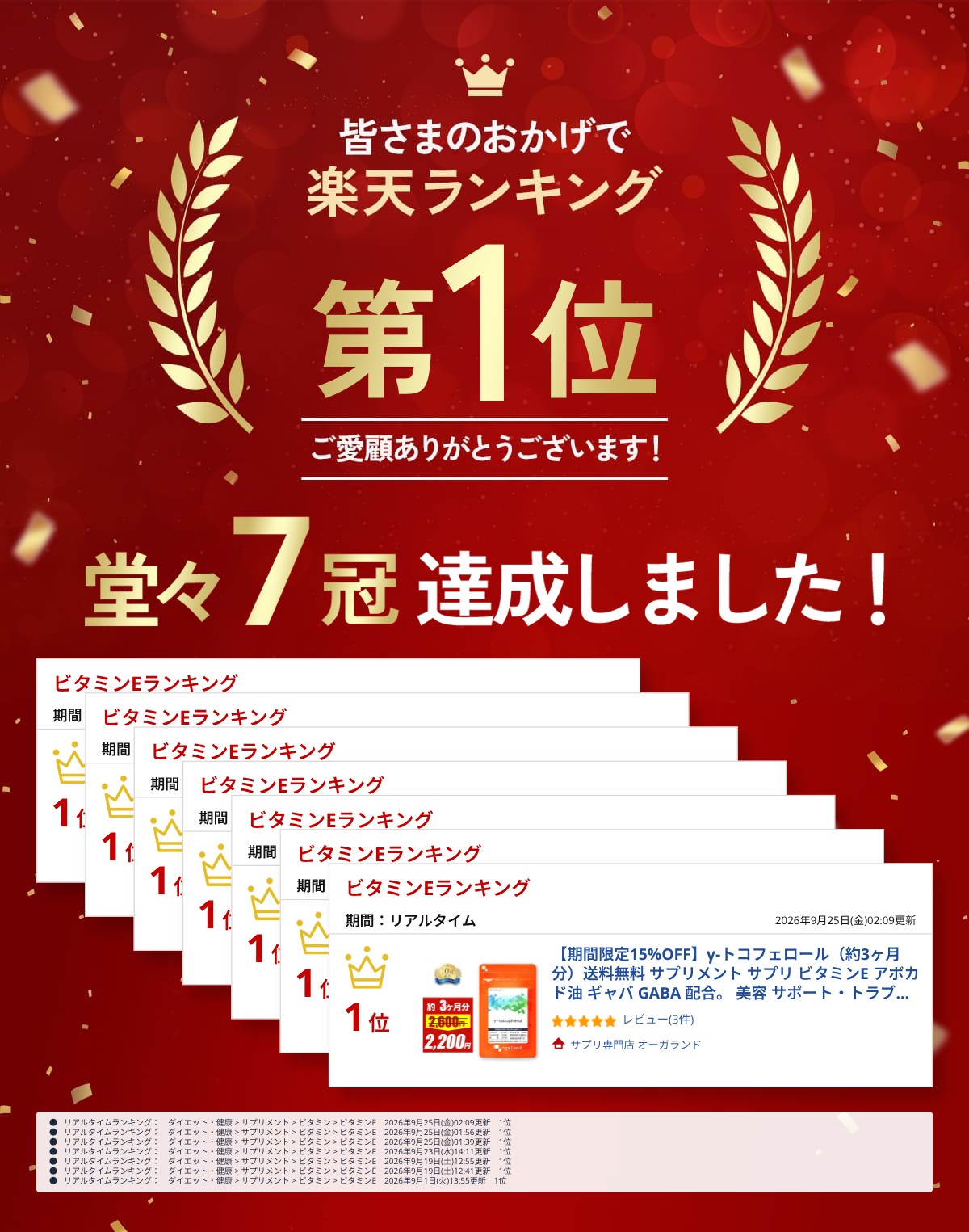 【期間限定19%OFF】γ-トコフェロール（約3ヶ月分）送料無料 サプリメント サプリ ビタミンE アボカド油 ギャバ GABA 配合。 美容 サポート・トラブル ケア に オススメ オーガランド ポイント消化 送料無 ポイント消費 送料無料 oga-10268020 サプリ専門店 オーガランド サンプル画像2