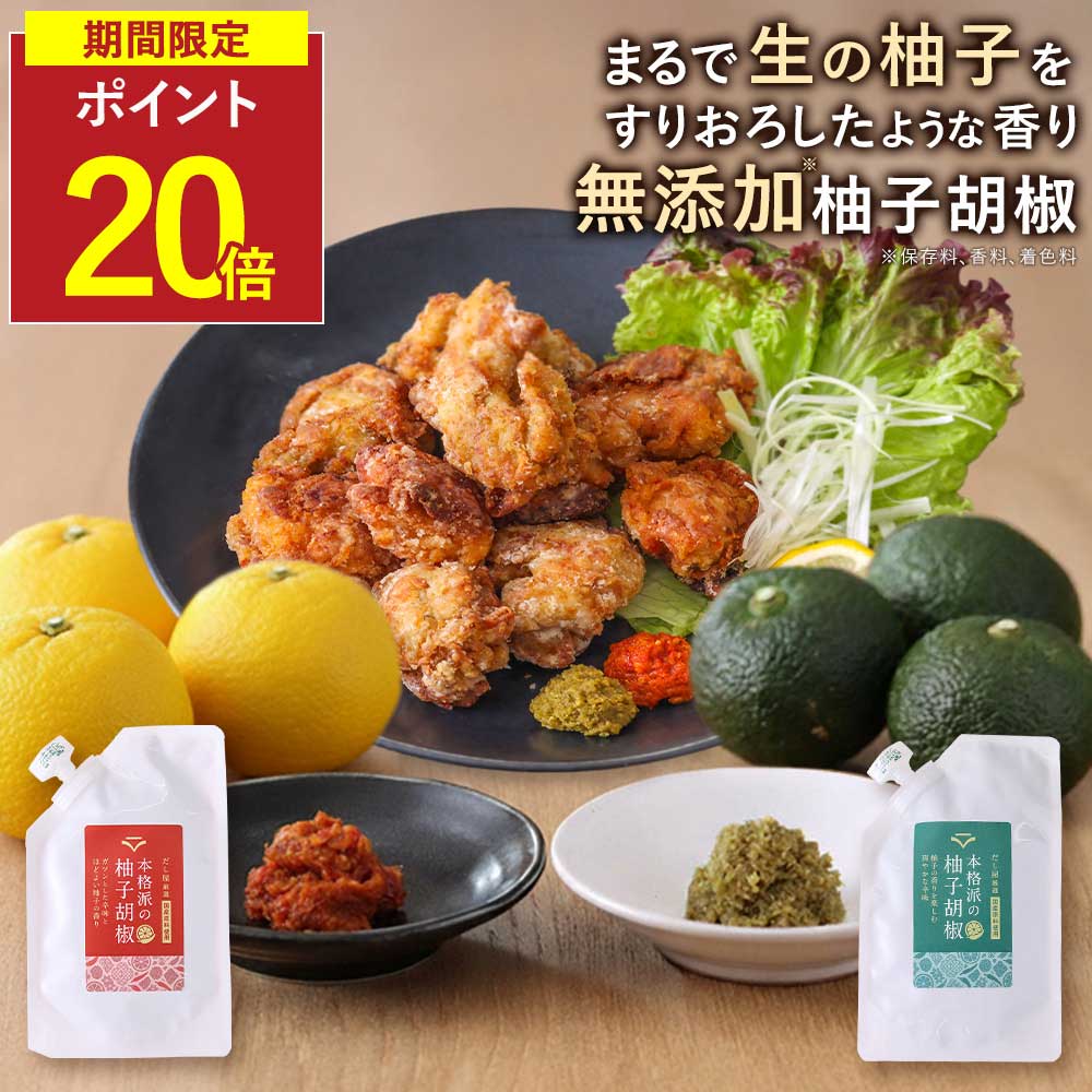 【P20倍】香り高い柚子胡椒 無添加 赤 青 選べる2種類 (80g)九州産（ゆず・唐辛子）国産 鹿児島 柚子の..