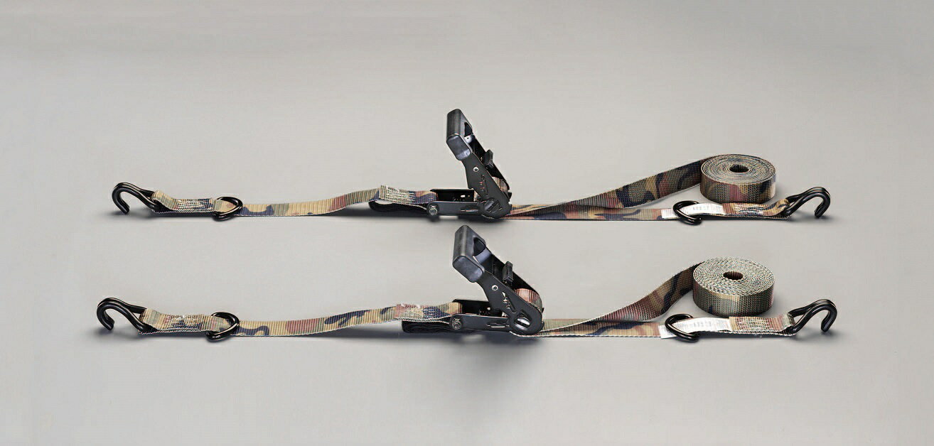 Rakuten - 迷彩柄ベルト荷締機　ベルト幅31.7x長さ4.8m　　　2本セット　使用荷重 450kg　　50982BC-5A