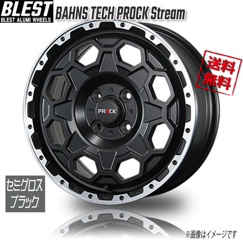 BLEST BAHNS TECH PROCK Stream セミグロスブラック 14インチ 4H100 6J+38 4本 業販4本購入で送料無料