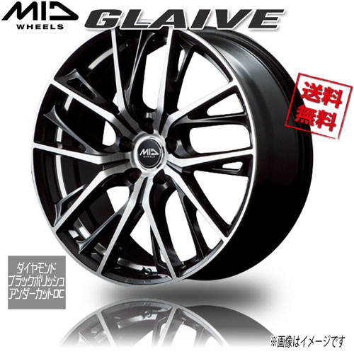 マルカ M.I.D GLAIVE ダイヤモンドブラックポリッシュ/アンダーカットDC 18インチ 5H114.3 7J+48 4本 73 業販4本購入で送料無料