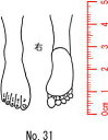 人体図スタンプ ゴム印　医療用　カルテ　【右足】31