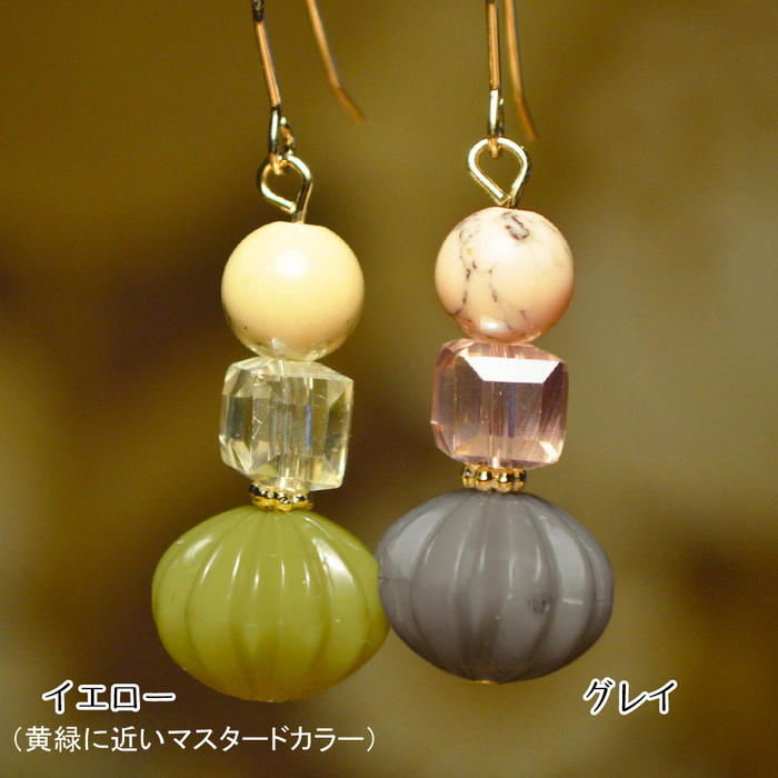 【abeille】【アウトレット】パンプキン バリアスビーズ フックピアス 表示在庫限りで販売終了！