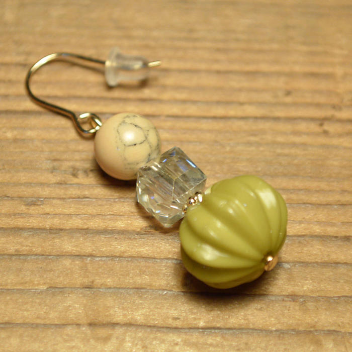 【abeille】【アウトレット】パンプキン バリアスビーズ フックピアス 表示在庫限りで販売終了！