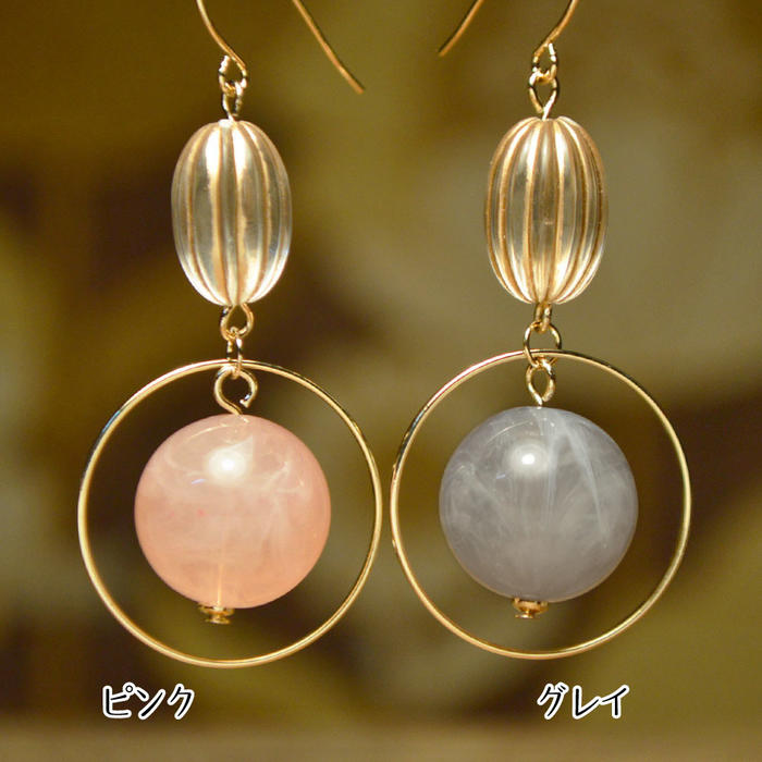 【abeille】【SALE】フェミニン大粒ビーズまるまるフックピアス 表示在庫限りで販売終了！