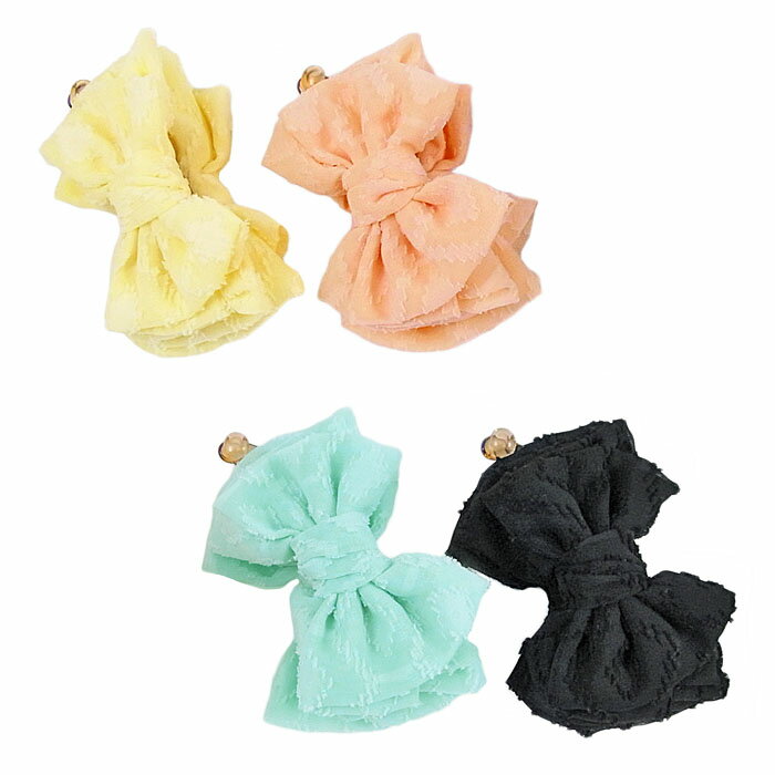 【メール便不可】【zoule】【アウトレット】シフォン 水玉 ジャガード リボン バナナクリップ【pile ribbon】変色あり在庫限りで販売終了!