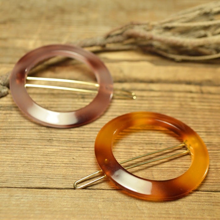 【SALE】丸型 アクリル べっ甲調 フレームピン