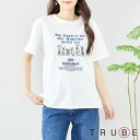 【アウトレット】英字 犬柄 ドッグプリント コットンTシャツ 【M~L】【TRUBE】表示在庫限りで販売終了!