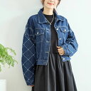 残りわずか!【メール便不可】【アウトレット】袖パール使い デニムジャケット 【デニムブルーのみ】