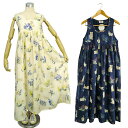 【アウトレット】ルームウェアにもおすすめ♪ 個性的な動物柄 ノースリーブ 胸元切り替え リラックスインド綿ワンピース(ボタニカルフラワー×猫柄)