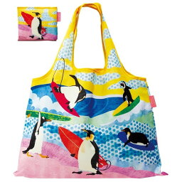 【メール便のみ送料無料】ショッピングバッグ 「ペンギンサーファー」 折りたたみエコバッグ