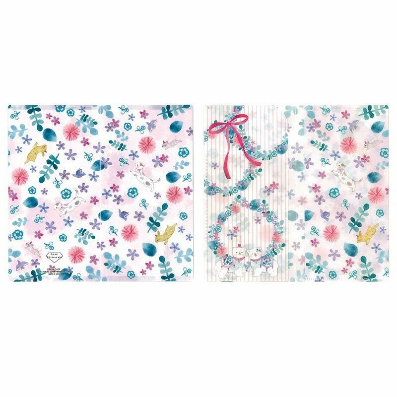 ラスト1点！【日本製】 【SALE】デザイナーズジャパン 抗菌マスクケース 3ポケット ピンクの花畑