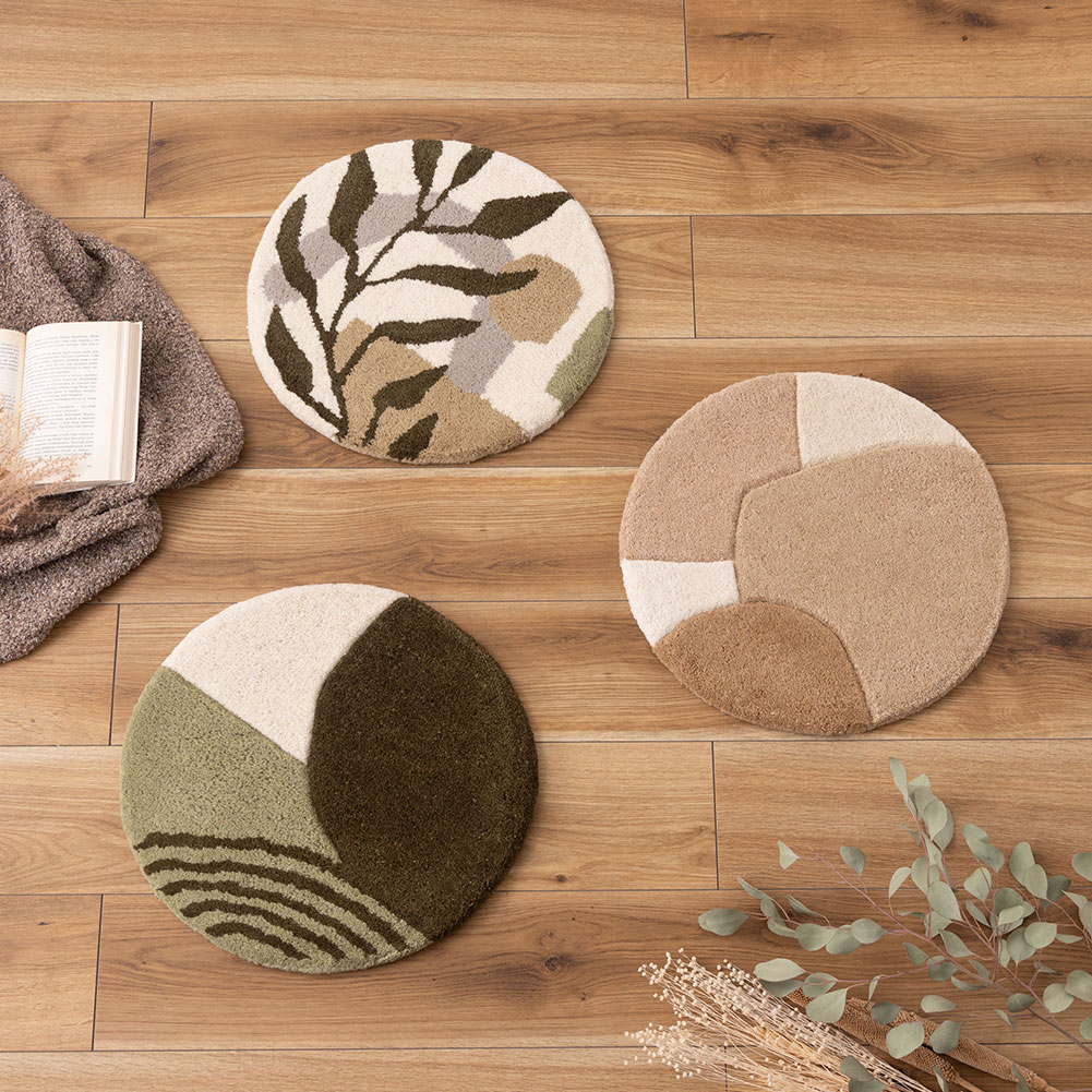 シートクッション クッション 座布団 タフティング 椅子 イス チェア 床 ベンチ 椅子用クッション イス用クッション 座面クッション 1人掛け用 丸型 円形 北欧 韓国風 おしゃれ かわいい 可愛い 立体感 ナチュラル シンプル 40×40cm リビング ダイニング コンパクト