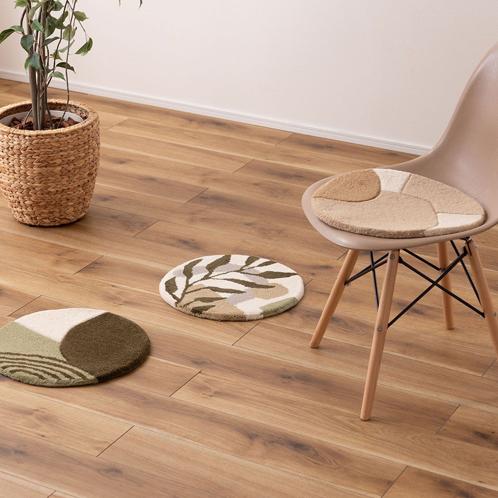 シートクッション クッション 座布団 タフティング 椅子 イス チェア 床 ベンチ 椅子用クッション イス用クッション 座面クッション 1人掛け用 丸型 円形 北欧 韓国風 おしゃれ かわいい 可愛い 立体感 ナチュラル シンプル 40×40cm リビング ダイニング コンパクト [2]