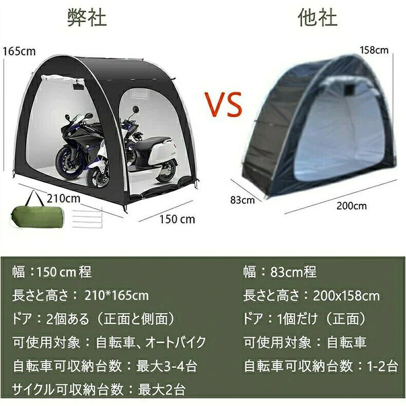 自転車テント 自転車サイクルハウス 3-4台用 大型 自転車ハウス 雑貨 UVカット・遮...