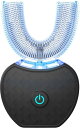 新型四代目電動歯ブラシ 音波振動歯 ブラシ IPX7防水 ワイヤレス充電 360°U型 ブラック(2)