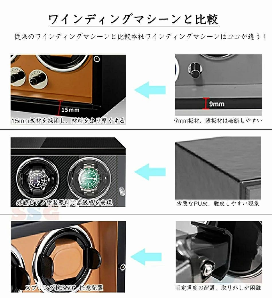 ワインディングマシーン1本巻き 2本巻き4本巻き 6本巻き腕時計自動巻き上げ機 五段階モード高級腕時計に対応 自働巻き電働時計ケース 超静音設計 日本製マブチモーター搭載 高級木製時計 スプリング枕 父の日母の日誕生日記念日贈り物