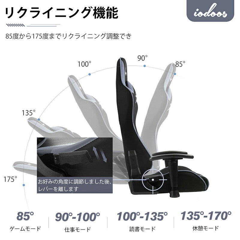 【ポイント10倍】ゲーミングチェア リクライニングチェア メッシュ ファブリック生地 通気性抜群 ランバーサポート ヘッドレスト ロッキングチェア ゲームチェア オフィスチェア 椅子 パソコンチェア PCチェア 学習椅子 おしゃれ イス いす gaming chair