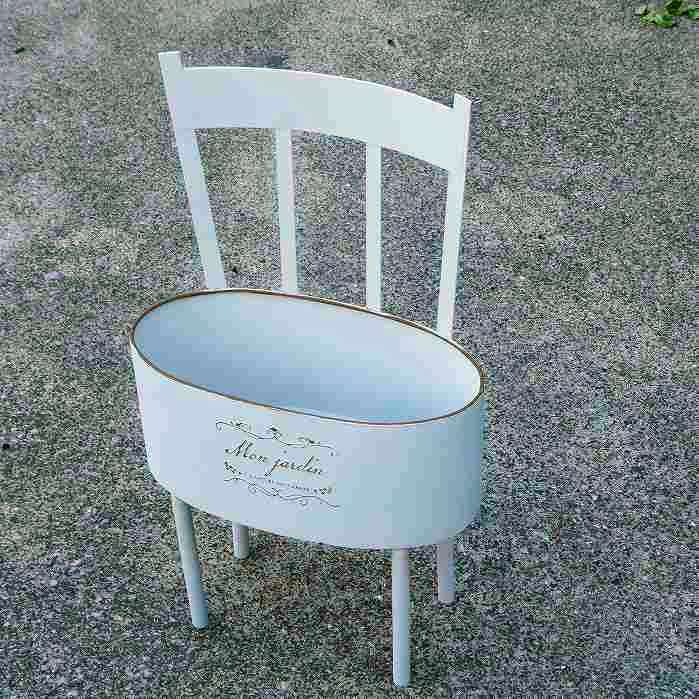 鉢 プランター ジャルダンチェアポットオーバルホワイト 白 No.5734 オブジェ 玄関 村田屋産業 250801