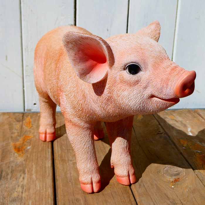 本物そっくり 立つ豚(大) 〔 ガーデニング ブタ 置物 北欧 おしゃれ ガーデン雑貨 動物 ガーデニング雑貨 かわいい 可愛い リアル ナチュラル 庭 玄関 屋外 オブジェ イギリス アニマル WOOBIA ウービア 〕H23306 [3]