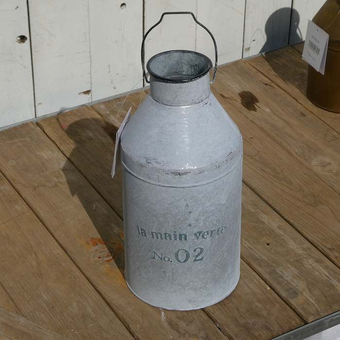 ミルク缶 花瓶 グランディールミルクポットL ブリキ MW-907WH アビテ　250302