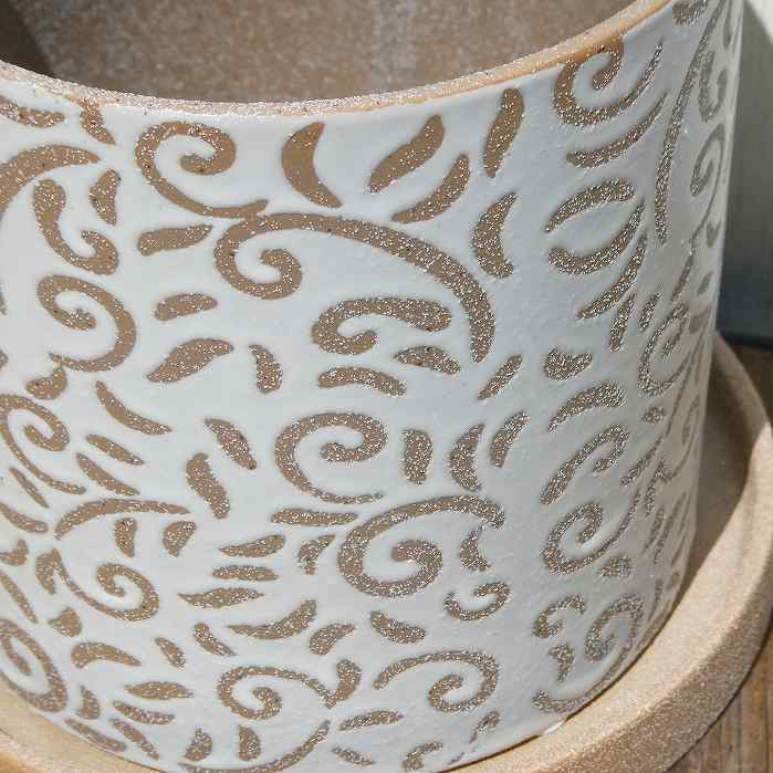 お花処 昌山園 楽天市場店の鉢 グリッグポットA FD25BG 直径13.5cm 受け皿付き ベージュ 陶器 テラコッタ インテリア 250722｜アングル2