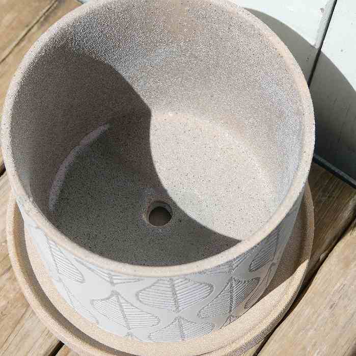 鉢 グリッグポットA FD26BG 直径13.5cm 受け皿付きベージュ 陶器 テラコッタ イン...