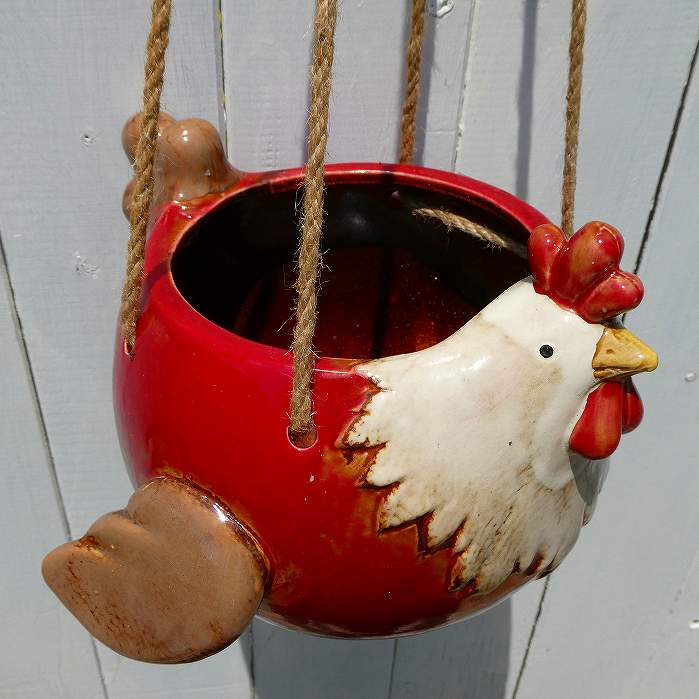 Hanging Bowls - 鉢 吊り鉢 陶器鉢 鉢カバー ニワトリ 動物 アニマル 室内 観葉植物 250803