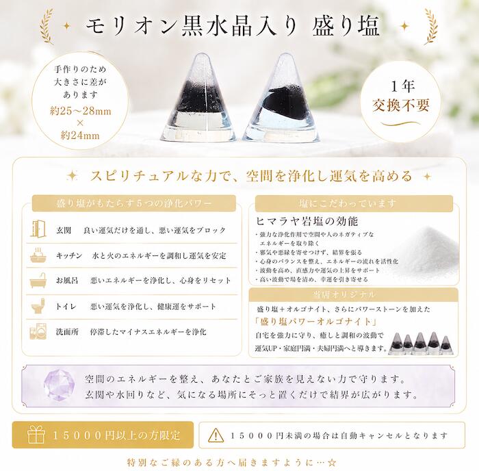 盛り塩 交換不要【おひとり様1個限定】 パワーストーン モリオン黒水晶 2個セット ...