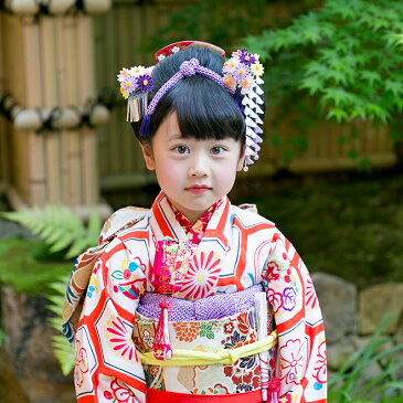 七五三 着物 レンタル 7歳 フルセット アンティーク 正絹 【七歳】おはりばこの七五三レンタル衣裳♪正絹アンティーク着物で七五三！！【No.n01】【亀甲宝尽し】【生成り色紋錦紗地亀甲宝尽くし文四つ身】【巾着＆はこせこ付き】fy16REN07