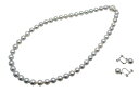 アコヤ真珠 ぶらさがり イヤリング (ピアス) ネックレス セット 7.5-8.0mm グレー あこや 本真珠 真珠 あこや真珠 パール ギフト プレゼント フ...
