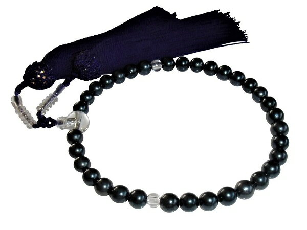 アコヤ真珠 片手 念珠 念誦 数珠 7.0-7.5mm ブラックグリーン あこや 本真珠 黒 真珠 あこや真珠 パール ギフト プレゼント ブラックフォーマル ...