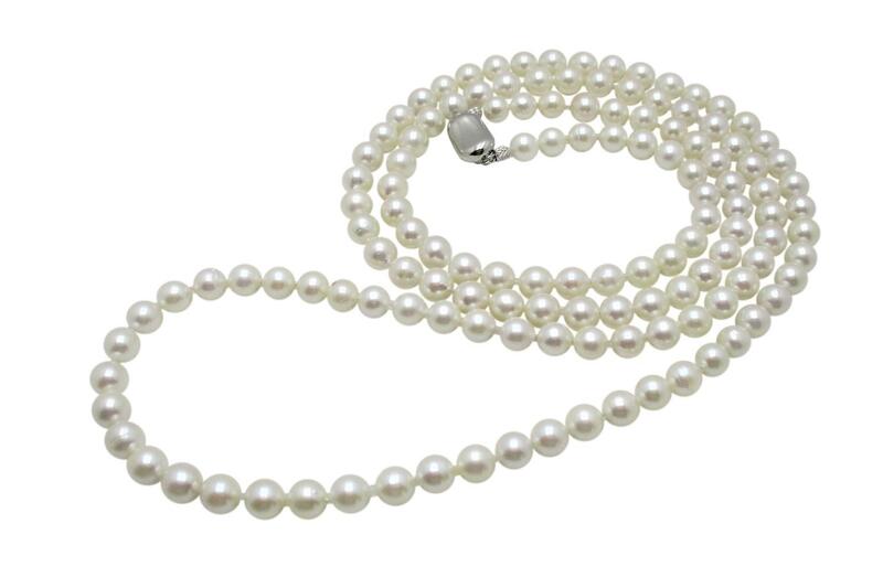 アコヤ真珠 ロング ネックレス 7.0-7.5mm 100cm ホワイト あこや 本真珠 真珠 あこや真珠 パール ロングネックレス …