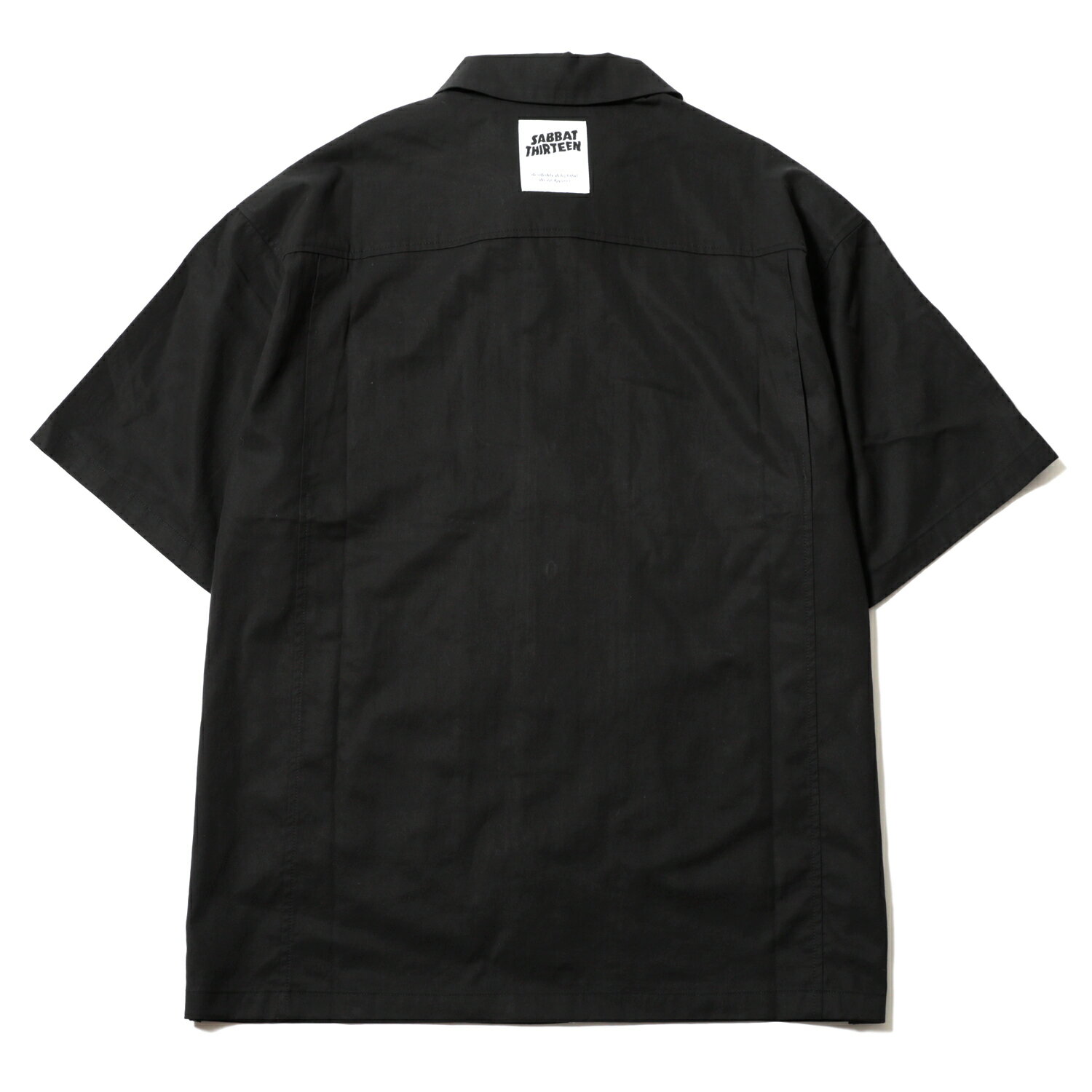 【SABBAT13 / SPOOK CUBA SHIRTS / BLACK】サバトサーティーン サバト13 サバト キューバシャツ オープンカラー 開襟 シャツ 半袖シャツ ブラック 黒ブランドシャツ メンズブランド 刺繍シャツ メンズ 半袖メンズシャツ ストリートブランド ストリート系 ブラックシャツ