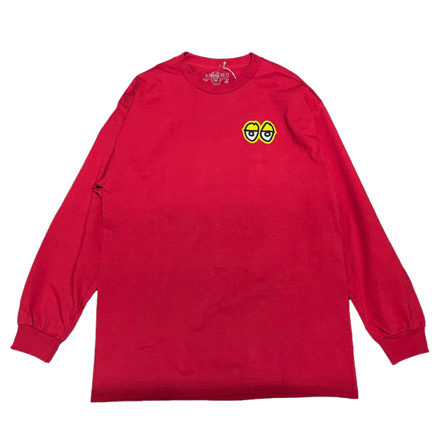 y KROOKED / STRAIGHT EYE L/S Tee / RED z NLbh TVc bh  XP[g{[h