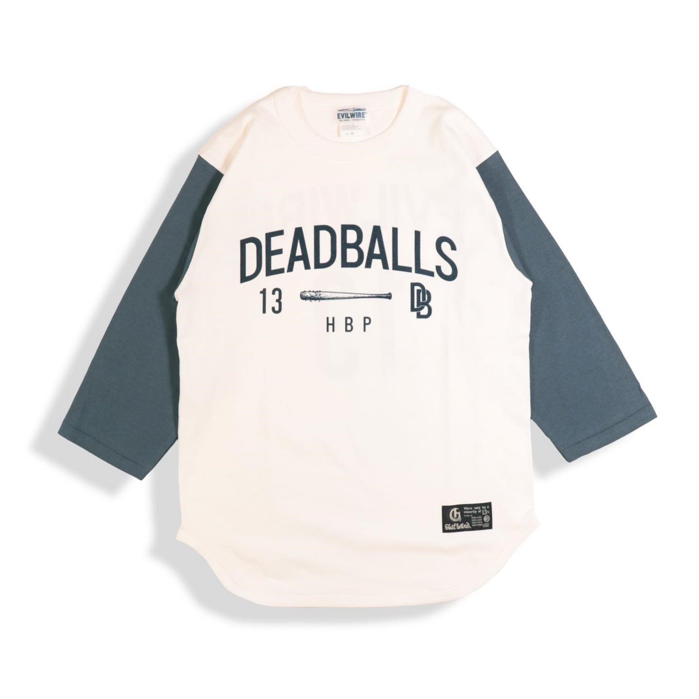 y EVILWIRE / DEADBALLS 13 3/4 Sleeve Tee / DENIM ~ NATURAL z@C[rC[@CrC[@TVc@7@i`@@fj@u[@@2g[@oCJ[@