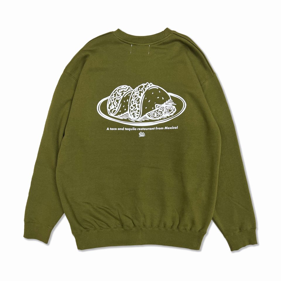 y Greebie / Tacos Shop Sweat / OLIVE GREEN z@O[r[@N[lbN@XEFbg@g[i[@I[uO[@I[u@J[L@O[@΁@