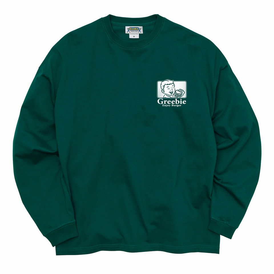 【 Greebie / Burger Menu L/S Tee / FOREST GREEN 】　グリービー　Tシャツ　ロンT　長袖　フォレストグリーン　グリーン　緑　深緑　送料無料