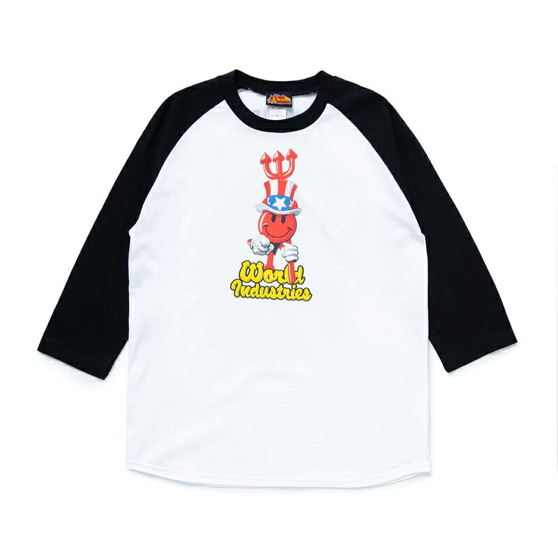 y WORLD INDUSTRIES / I WANT YOU RAGLAN 3/4 SLEEVE TEE / WHITE ~ NAVY z [hC_Xg[Y TVc 7 x[X{[ O XP[g{[h