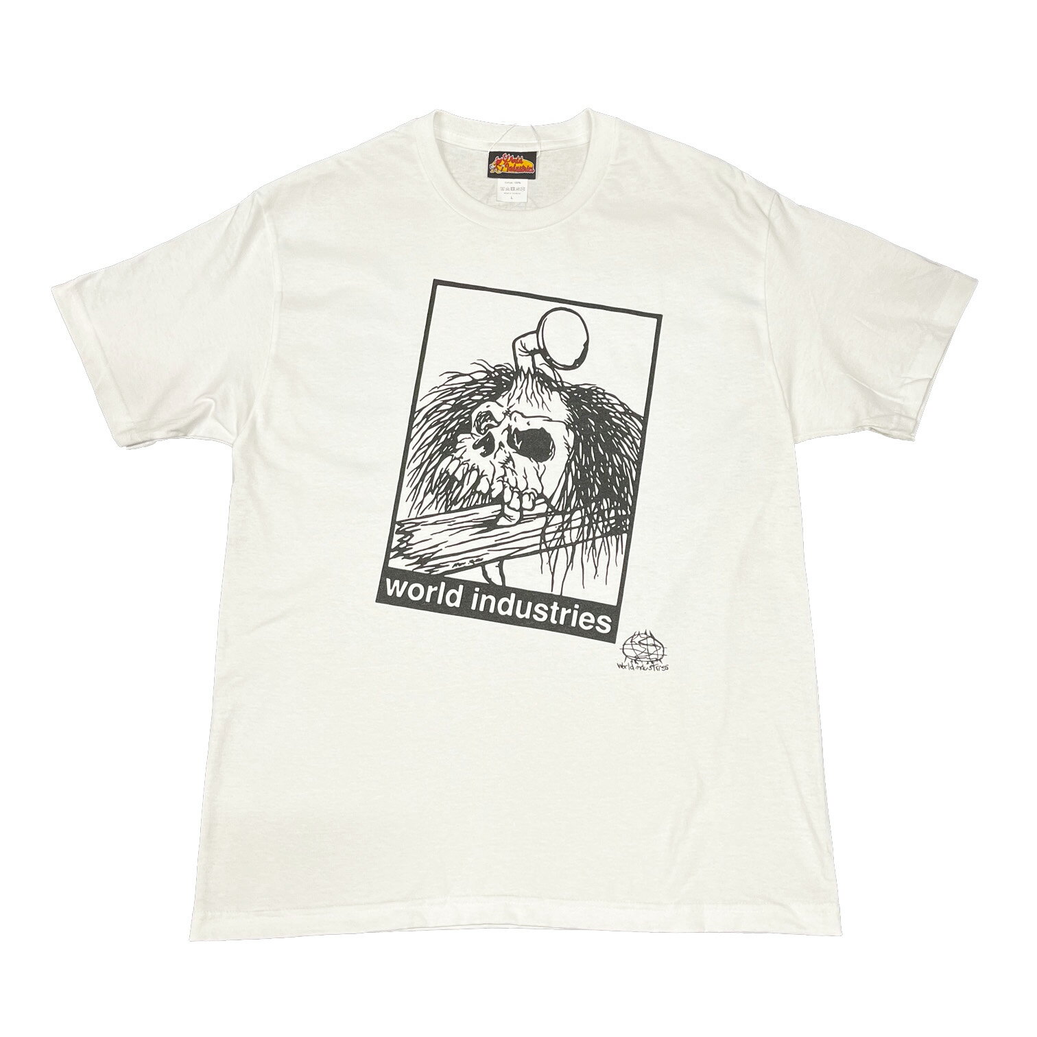 【 WORLD INDUSTRIES / SKULL HAIR SS TEE / WHITE 】 ワールドインダストリーズ 半袖 Tシャツ ホワイト 白 スケートボード
