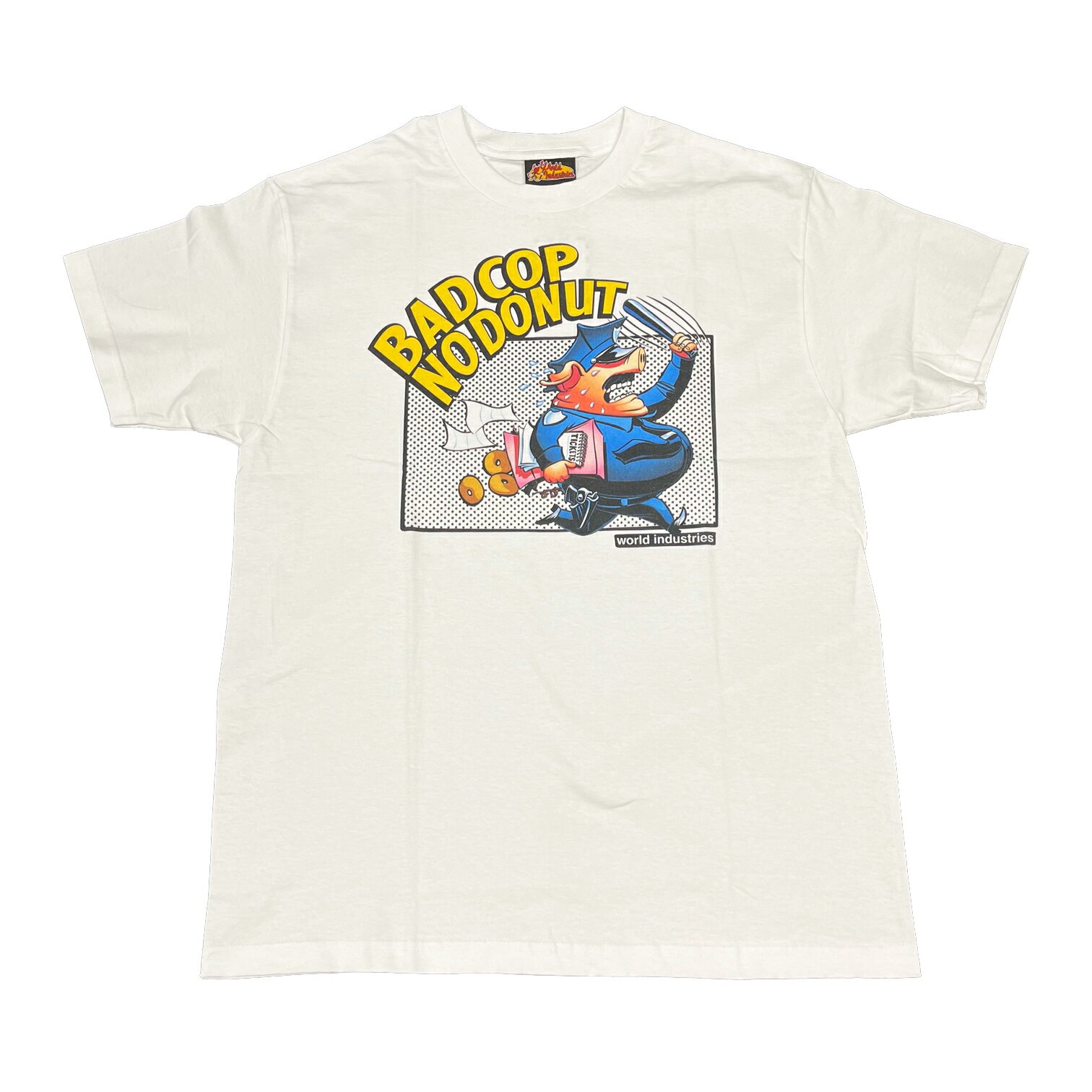 y WORLD INDUSTRIES / BAD COP SS TEE / WHITE z [hC_Xg[Y  TVc zCg  XP[g{[h