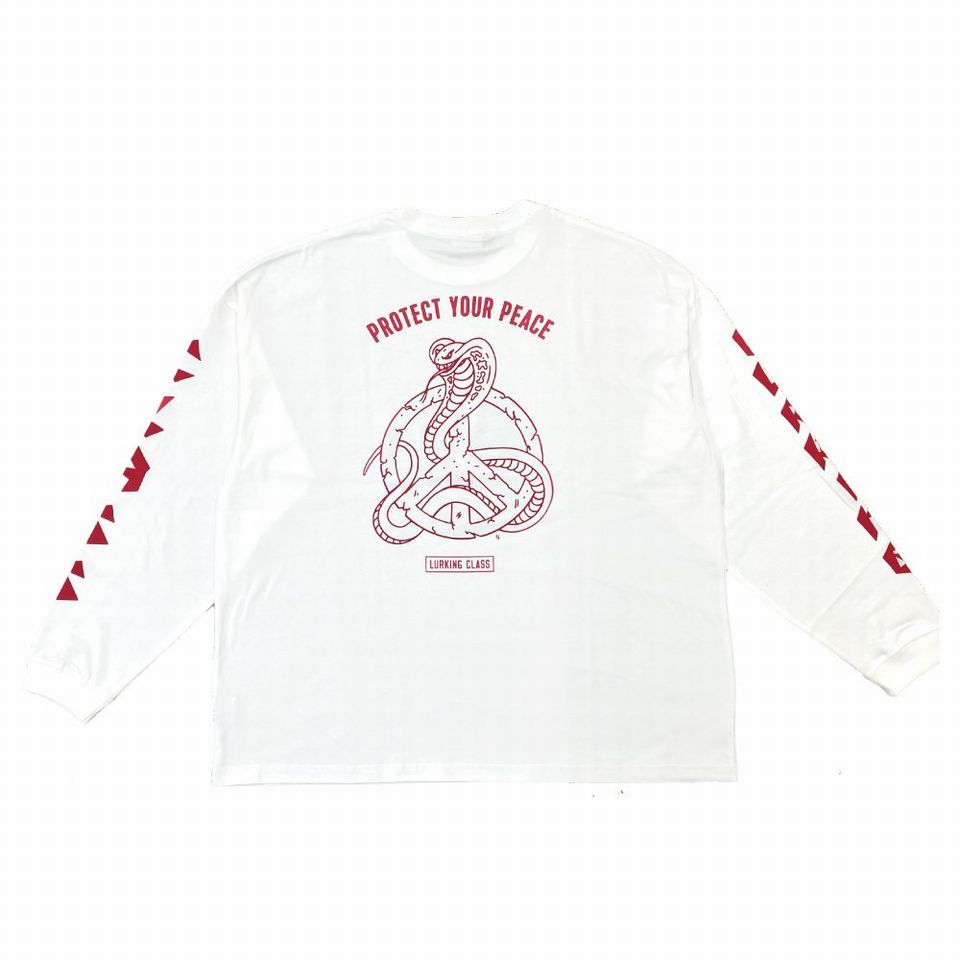 y LURKING CLASS / PEACE BIG SILHOUETTE L/S TEE / WHITE z [LONX [L  TVc T rbOVGbg zCg  