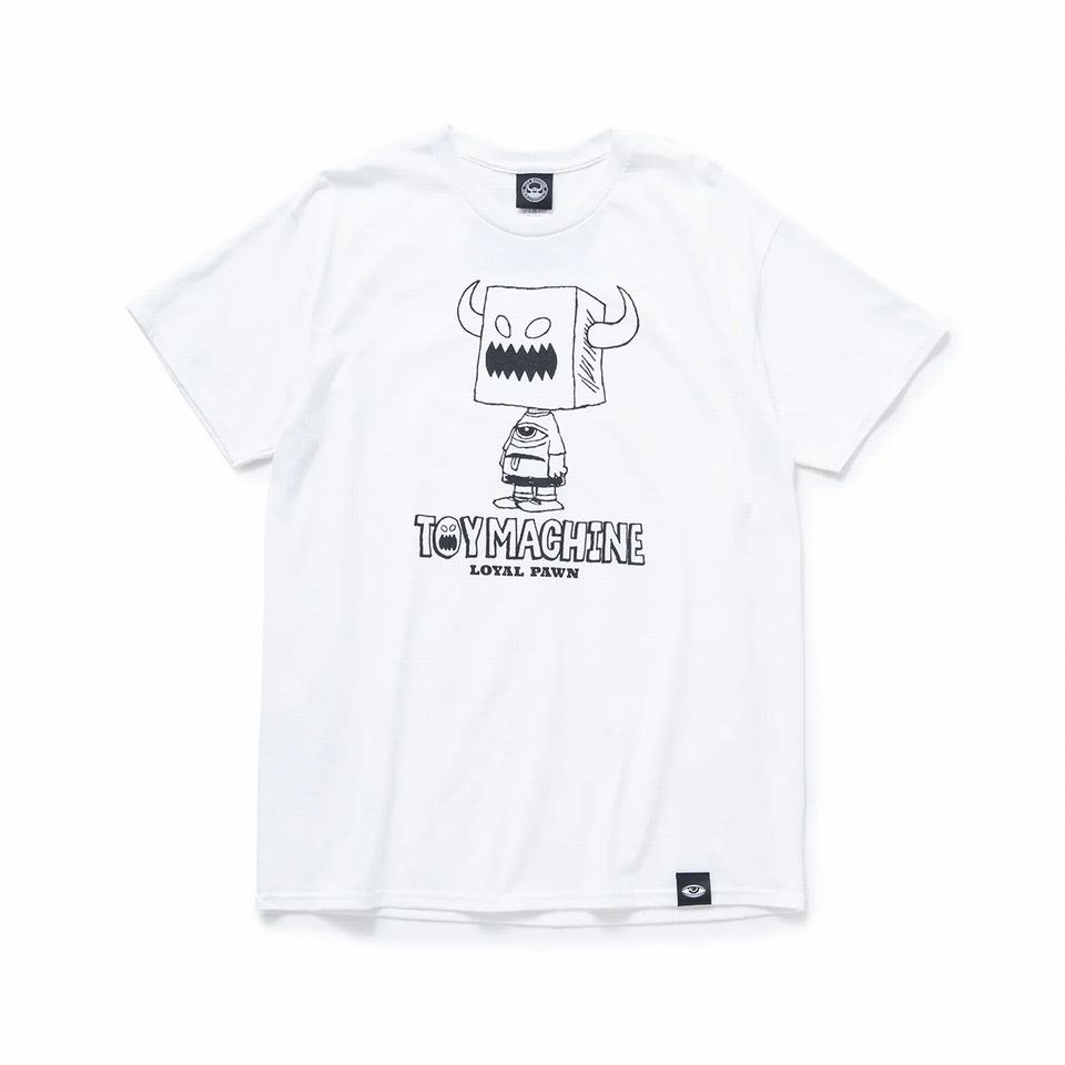 【 TOYMACHINE / SKB3 collaboration / TOYMONSTER BAG FACE SS TEE / WHITE 】 トイマシーン sKetChboOok3 スケッチブックスリー Tシャツ 半袖 ホワイト 白 送料無料