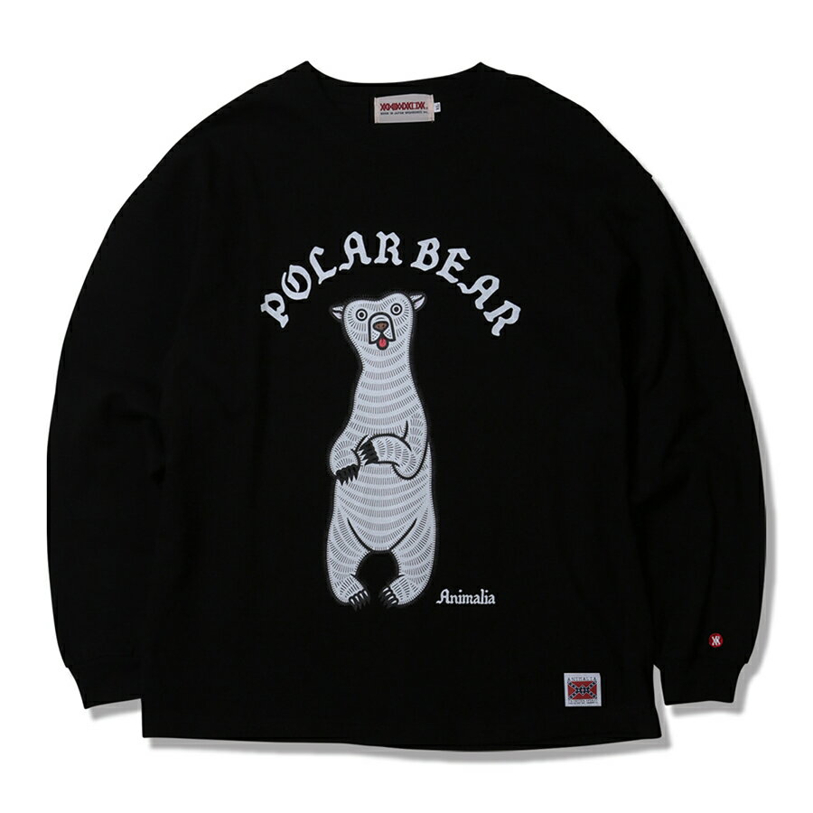 【 ANIMALIA / L/S Tee - Polar Bear / BLACK 】 アニマリア 長袖 ロング Tシャツ ロンT ポーラー ベア シロクマ ホッキョクグマ 熊 ブラック 黒 送料無料